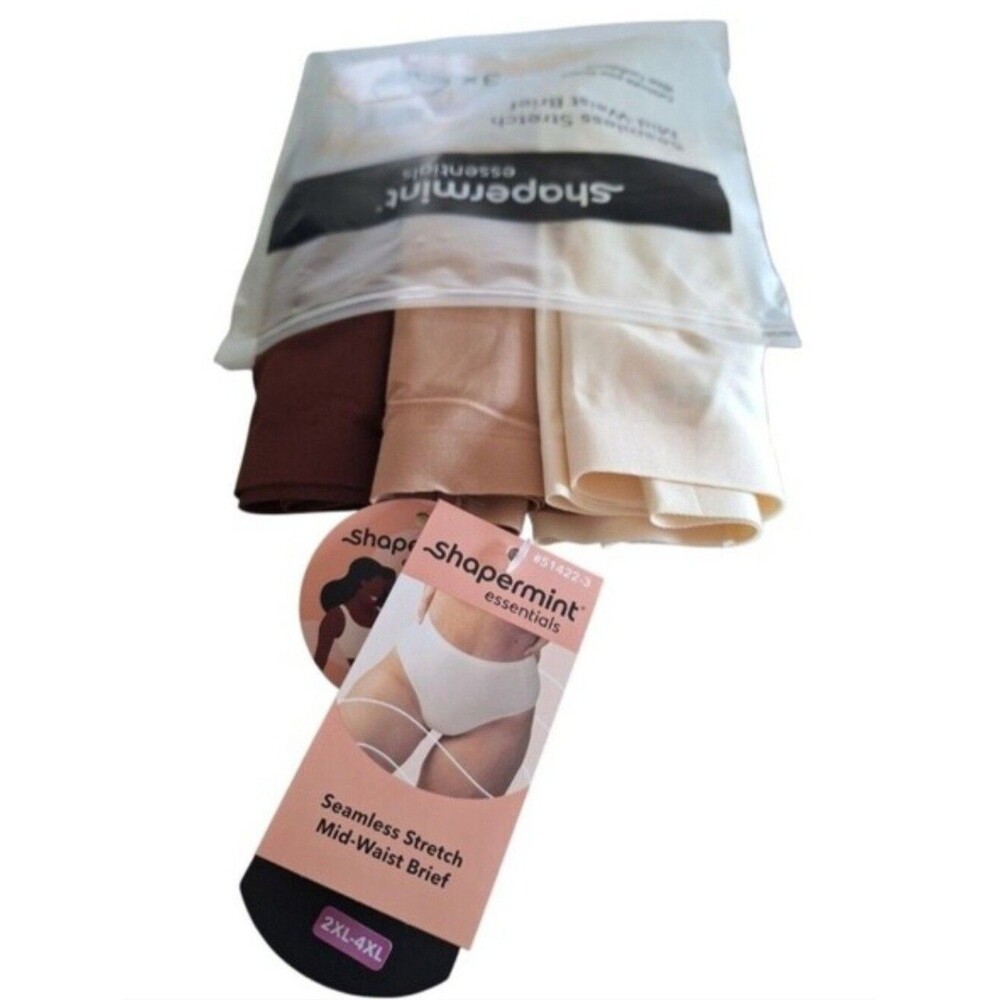 Shapermint Essentials Seamless Stretch Mid-Waist Briefs Sz 16-24 (1-pack=3-pair)